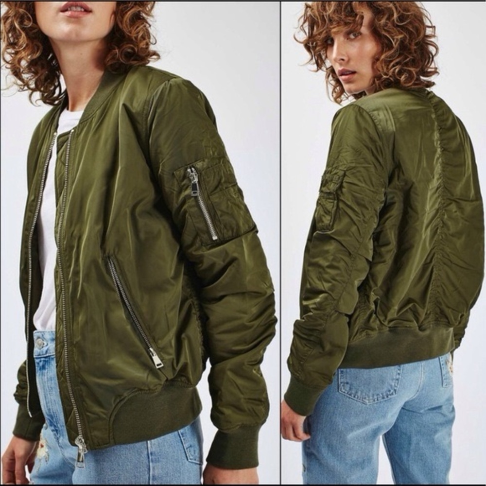 Topshop Green Bomber Jacket